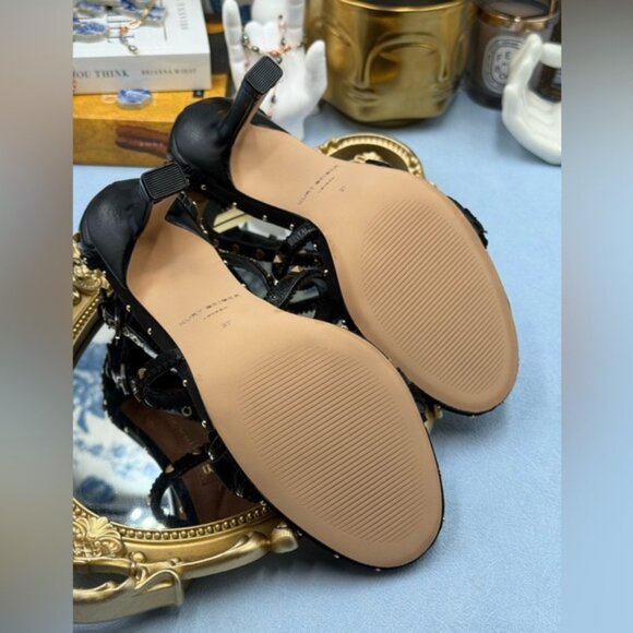 🆕 KURT GEIGER LONDON 🧿 NWOB Mini Bow Eyelet Heel Sandal, Black - Sz 37 US 7 - Picture 14 of 15